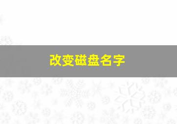 改变磁盘名字