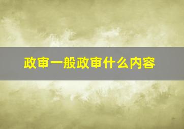 政审一般政审什么内容