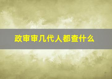 政审审几代人都查什么