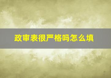 政审表很严格吗怎么填