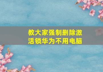 教大家强制删除激活锁华为不用电脑