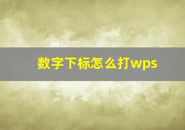 数字下标怎么打wps