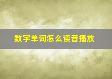 数字单词怎么读音播放