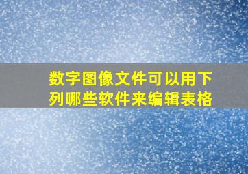 数字图像文件可以用下列哪些软件来编辑表格