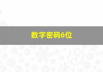 数字密码6位