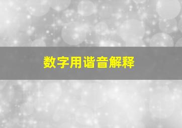 数字用谐音解释