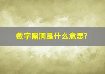 数字黑洞是什么意思?