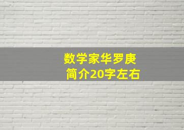 数学家华罗庚简介20字左右