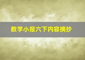 数学小报六下内容摘抄