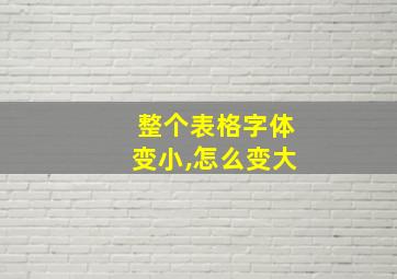 整个表格字体变小,怎么变大