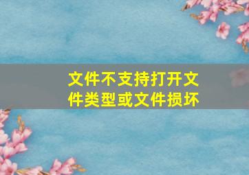 文件不支持打开文件类型或文件损坏