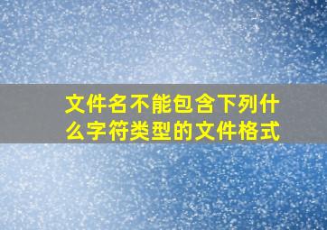 文件名不能包含下列什么字符类型的文件格式