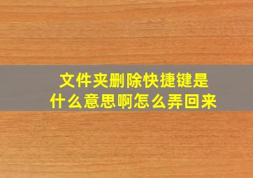 文件夹删除快捷键是什么意思啊怎么弄回来