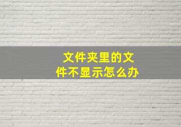 文件夹里的文件不显示怎么办