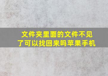 文件夹里面的文件不见了可以找回来吗苹果手机