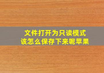 文件打开为只读模式该怎么保存下来呢苹果