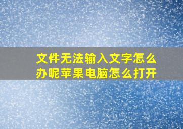 文件无法输入文字怎么办呢苹果电脑怎么打开