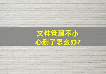 文件管理不小心删了怎么办?