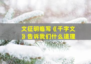 文征明临写《千字文》告诉我们什么道理