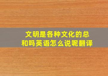 文明是各种文化的总和吗英语怎么说呢翻译