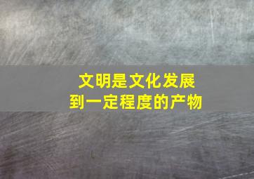 文明是文化发展到一定程度的产物