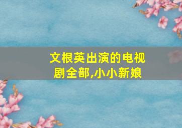 文根英出演的电视剧全部,小小新娘