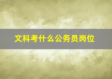 文科考什么公务员岗位