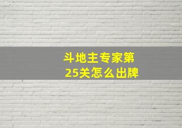 斗地主专家第25关怎么出牌