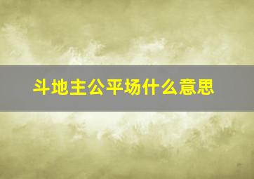 斗地主公平场什么意思