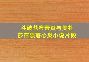 斗破苍穹萧炎与美杜莎在陨落心炎小说片段