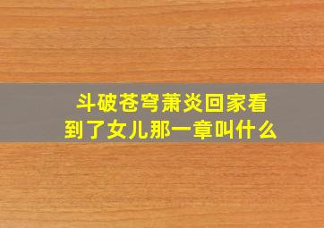 斗破苍穹萧炎回家看到了女儿那一章叫什么