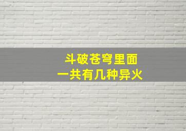 斗破苍穹里面一共有几种异火