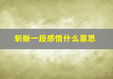 斩断一段感情什么意思