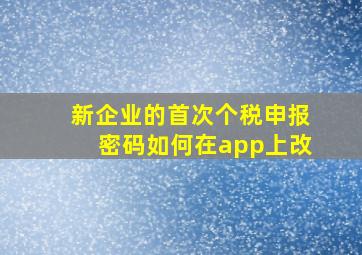 新企业的首次个税申报密码如何在app上改