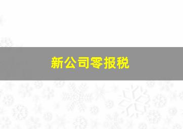 新公司零报税