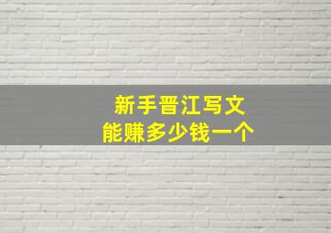 新手晋江写文能赚多少钱一个