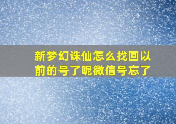 新梦幻诛仙怎么找回以前的号了呢微信号忘了