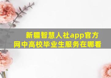 新疆智慧人社app官方网中高校毕业生服务在哪看