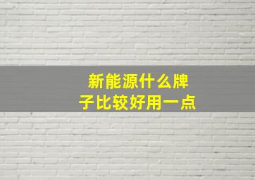 新能源什么牌子比较好用一点