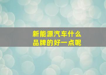 新能源汽车什么品牌的好一点呢