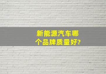 新能源汽车哪个品牌质量好?