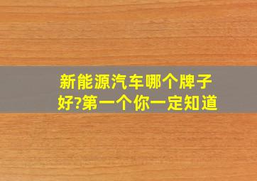 新能源汽车哪个牌子好?第一个你一定知道