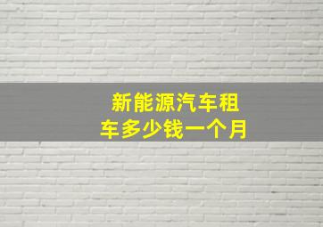 新能源汽车租车多少钱一个月