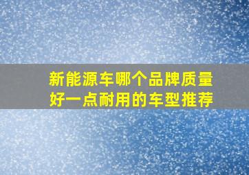 新能源车哪个品牌质量好一点耐用的车型推荐