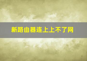 新路由器连上上不了网