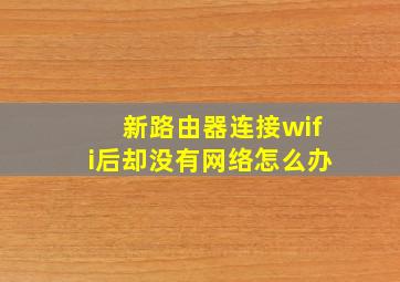 新路由器连接wifi后却没有网络怎么办