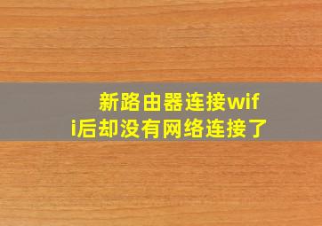 新路由器连接wifi后却没有网络连接了