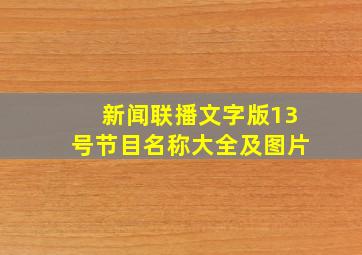 新闻联播文字版13号节目名称大全及图片