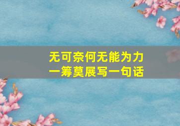 无可奈何无能为力一筹莫展写一句话