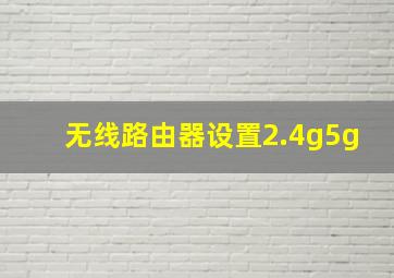 无线路由器设置2.4g5g